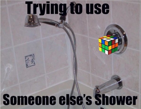 Trying to use other people's shower 